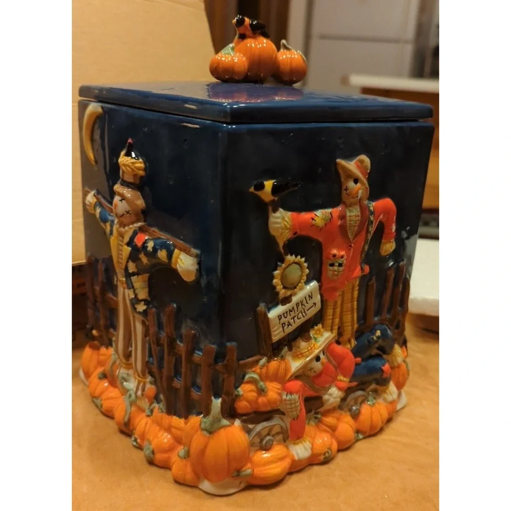 Very Rare Pumpkin Leslie Beck Oneida Kitchen Pum'kin Patch Ceramic Cookie Jar